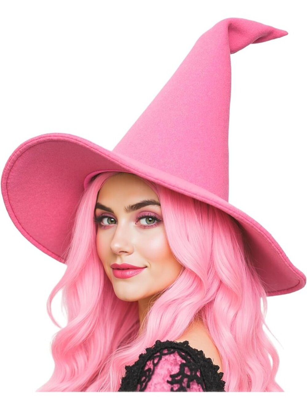 🎃Unisex Pink Cosplay Accessories Christmas Masquerade Carnivals Felt Witch Hat